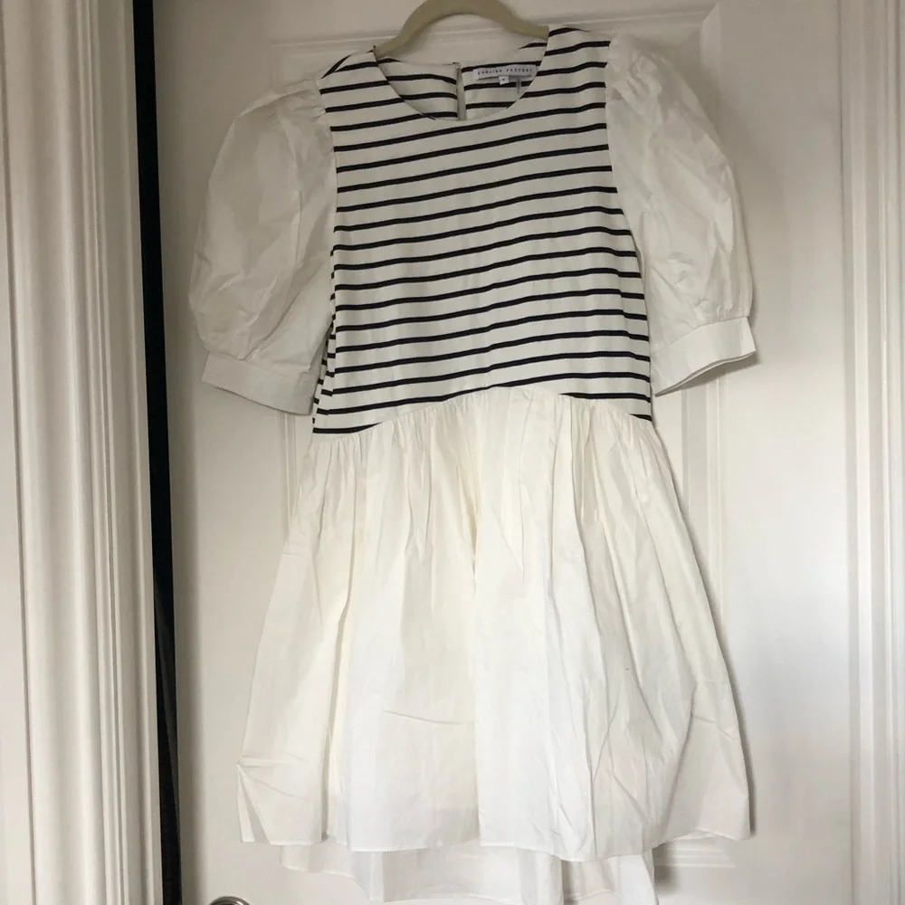 English factory high low striped knit combo dress in white combo size small - Picture 2 of 3
